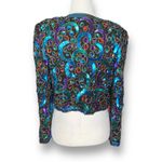 Scala Vintage  Silk Sequin Beaded Collarless Jacket Jewel Tone Crop Glam Petite Photo 5