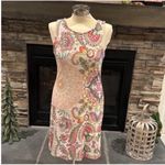 Desigual  Pink and Cream Sheath Dress Sleeveless Crew Neck Mini Photo 2