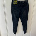 Elite Jeans ⭐️  Black Acid Wash Distressed Destroyed Raw Pull On Skinny Jeans NWT Photo 3