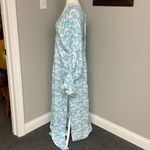 Kenny Flowers Bali Long Sleeve Open Back Blue White Maxi Dress Size Medium Photo 2