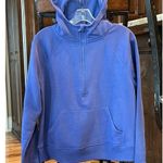 Scuba Neck Hoodie Cotton Periwinkle Blue Sweatshirt Cotton Knit Pullover Women S Photo 3