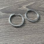 Sterling Silver 925 25mm Baguette CZ Hoop Earrings Photo 4