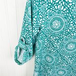 Lola Activewear Dress Green White Floral Medallion Print Women's Size Medium Photo 3