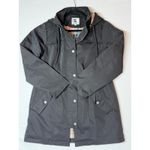 Saphirose Black Hooded Trench Coat Drawstring Waist Plaid Lined Size S Photo 8