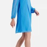 INC Blue Polka Dot Dress Long Sleeve Retro Size M Size M Photo 10