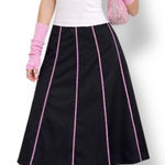 Vintage Y2K Heart Moon Star Black Mini Skirt Pink Contrast Stitching Size 2 Photo 0