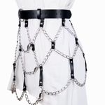 Black and Silver Chain Skirt Belt Photo 4