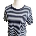Club Monaco Women’s Striped Tee One Pocket Size Small Navy White Crew Neck Photo 7