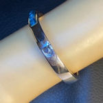 None Silver Hinged Reversible Bracelet Blue Rhinestones & Sleek Minimalist Photo 2