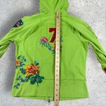 Johnny Was JWLA  Vtg Y2K Green Floral State Champions #7 Embroidered Hoodie Sz S‎ Photo 5