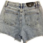 Denim Blvd  Mid Rise Destroyed Shorts S Med Wash Jean 5 Pocket Cut Off Button Zip Photo 3