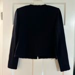 St. John Collection  Knit Zip Front Ribbon Trim Cropped Dark Navy Blue Blazer 6 Photo 2