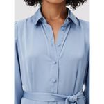 Amour Vert Joyce Satin Belted Shirt Dress in Horizon Light Blue Photo 3