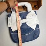 Bodei Blue Polka Dot Bow Tote Bag Purse‎ White Handle Unique Photo 4