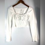 SO  S Y2K Boho Ruched Front Crop Top T-Shirt in White Photo 3