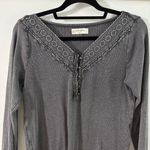 Lucky Brand Trim Mix Long Sleeve Henley Grey Size L Photo 1