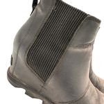 Sorel Women's Joan of Arctic Black Wedge II Leather Chelsea Heels Boots Size 10 Photo 1