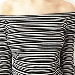 ZARA Off-The-Shoulder Striped Ribbed Stretch Top S Photo 1