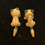 Cute Pug Dog Earrings Tan Photo 4