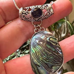 Abalone & Amethyst Gemstone Necklace Purple Photo 0
