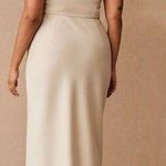 BHLDN Anthropologie Dylan One-Shoulder Satin Side Slit Gown Champagne Womens 8 Photo 1