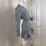 Veronica Beard  JEANS WRAP MINI DRESS SHERRY WHITE/NAVY GINGHAM SIZE Extra Large. Photo 6