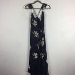 Lulus All Mine Navy Blue Floral Print Ruffle Chiffon Wrap Maxi Dress XS Photo 3