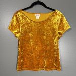 Mossimo Women's Yellow Velvet Baby Tee Cropped Top Photo 0