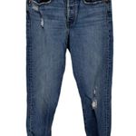 Levi's  Wedgie Icon Fit Jeans Distressed Raw Hem High Rise Tapered Denim Blue 27 Photo 1