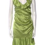 Cinq à Sept Cinq á Sept Silk Dress Green V-Neck Wrap Midi Asymmetrical Hem Size 0 NWT $545 Photo 5