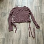 White Fawn  lace up side sweater Photo 3