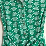 Boden Geometric Print Cap Sleeve Button Front Shirt Dress Size 4 Kelly Green Photo 4