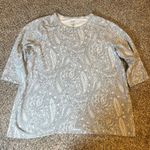 Croft & Barrow Womens Plus 2X Gray White Paisley 3/4 Sleeve Tunic Top Shirt Photo 0