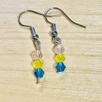 Pink Yellow & Blue Crystal Dangle Earrings Photo 2