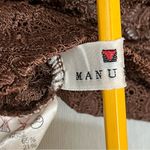 Manuela Semi Sheer Brown Lace/ Crochet Mock Neck Long Sleeve Top S Brown Photo 7