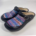 Alegria Leather Clogs 40 US 9-9.5 Multicolor Zig Zag Slip-On Comfort Mules Photo 2
