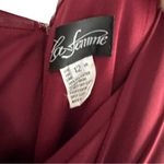 La Femme Pleated Off Shoulder Jersey Gown Wine Burgundy 12 Photo 5