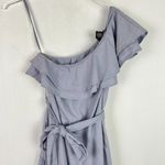 Nicole Miller NWT Linen Blend One Shoulder Ruffle Chambray Midi Dress Size XS Photo 2