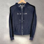 Bebe  Rhinestone Logo Zip Hoodie Women’s Small Dark Blue Y2K 2000 Retro Lace Trim Photo 2