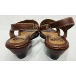 Sofft Brown Leather Slingback Ankle Strap Wedge Peep Toe Sandal Shoe 7.5W Wide Size 7.5 Photo 3