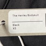 Everlane The Long Sleeve Henley Bodysuit Black XSmall Photo 3