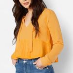 Free People  Sweet Jane Yellow Cropped Pullover Top – Indie Romantic Boho small Photo 6