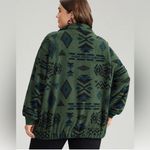 Bloomchic Green Black Sz 10 Aztec‎ Print Sherpa Fleece Jacket Full Zip Cozy Fall Photo 10
