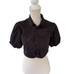 frame denim FRAME Voluminous Twist Crop Blouse In Noir XS NWOT Photo 1