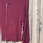 Good American Virgo Rib Zip Front Sweater In OXBlood Photo 7