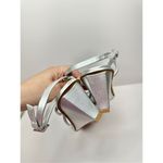 Caslon ‎ Sandals Womens Size 9 Silver Leather Paola Open Square Toe Wedges Photo 7