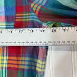 1901  Plaid Madras Button-Down Shirt M Colorful Check Western Style 100% Cotton Photo 2