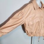 7 For All Mankind  Peach Faux Leather Oversized Bomber Jacket Size Large Photo 4
