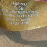 Lauren Ralph Lauren Laurissa Red Leather Wedge Sandals 9.5B Gold Buckle Size 9.5 Photo 7