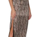 Walter Baker NWT Satin Brown, Black & Cream Paisley Satin Pencil Midi Skirt Sz 2 Photo 2